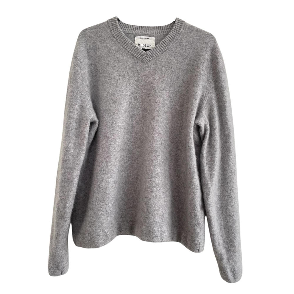 Hudson North Cashmere Sweater Size Large Heathered Grey Quiet Luxury Soft
